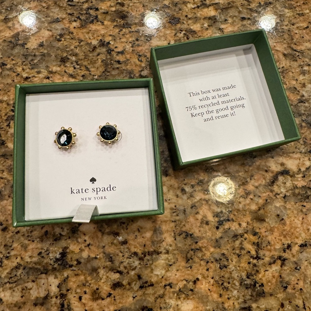 Kate Spade Black Flying Colors Stud Earrings w/ Box